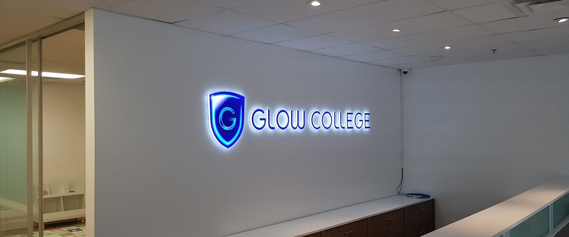 Glow College Illuminated acrylic letters